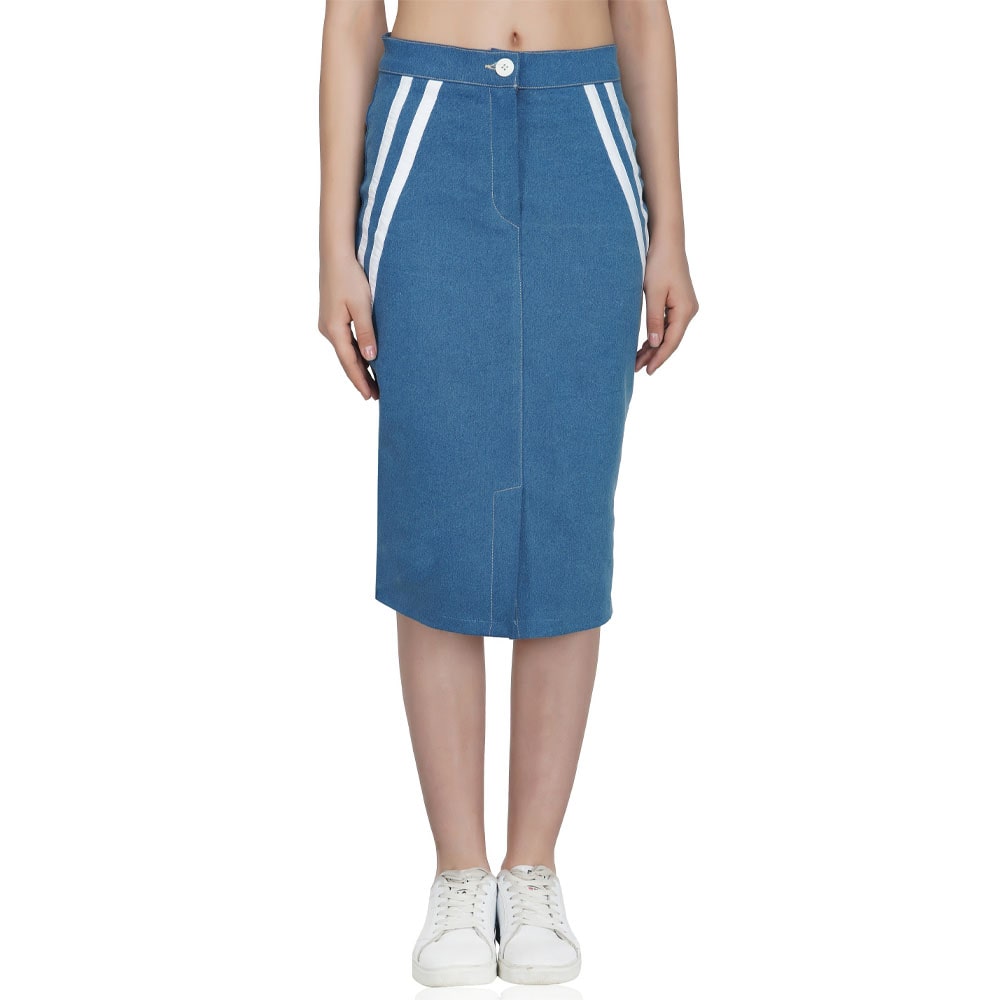 

PlanningArt Solid Pencil skirt Midi Skirt - Blue