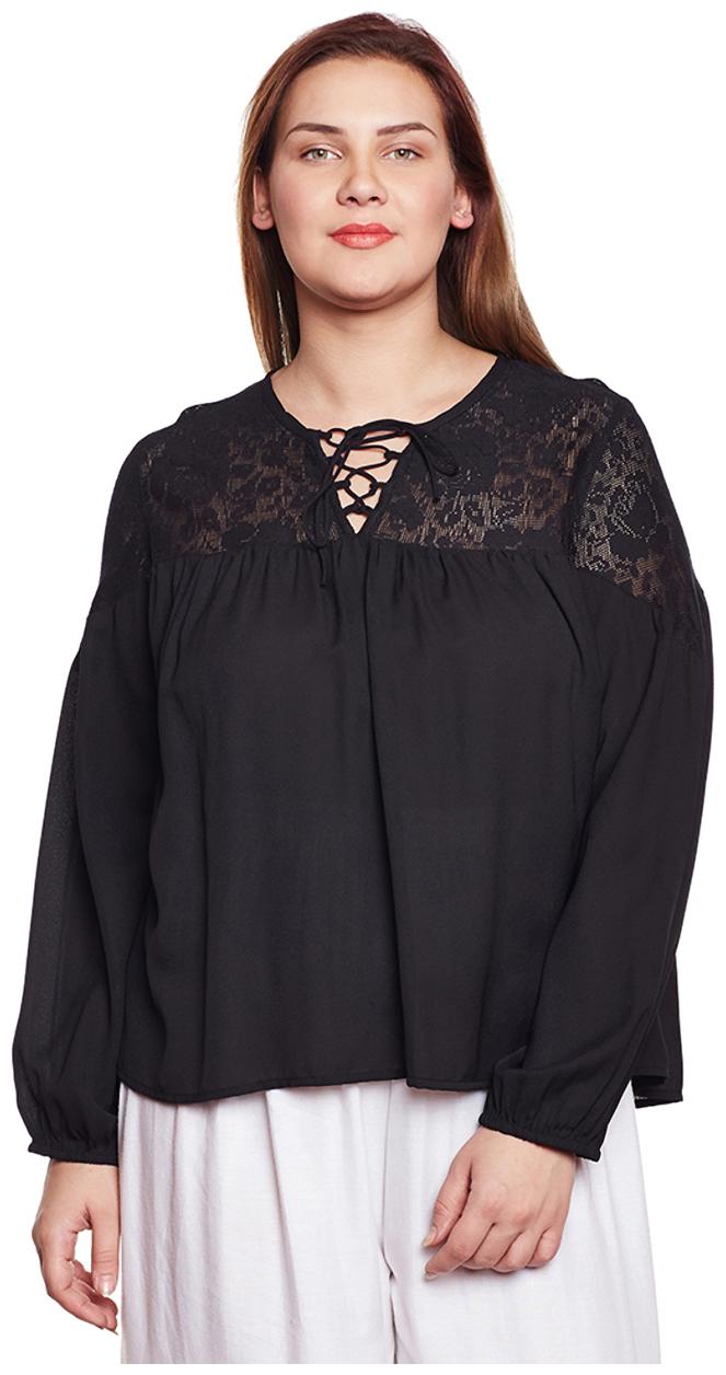 

Oxolloxo Women Solid A-line top - Black