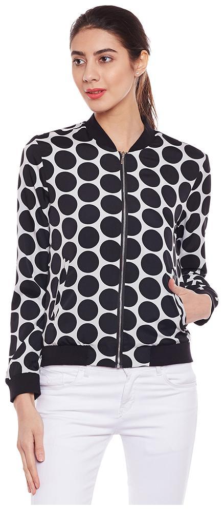 

OXOLLOXO Women Printed Bomber Jacket - Black