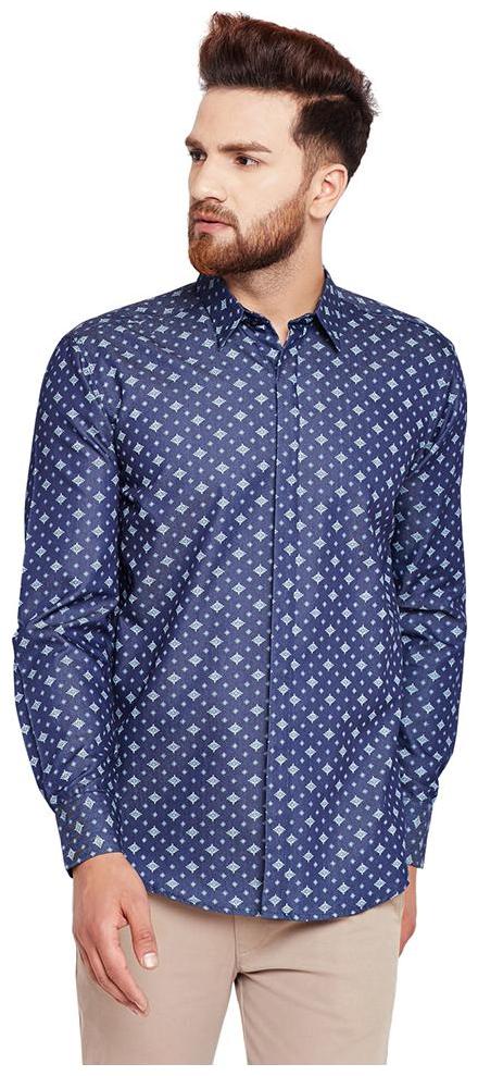 

OXOLLOXO Men Blue Printed Regular Fit Casual Shirt