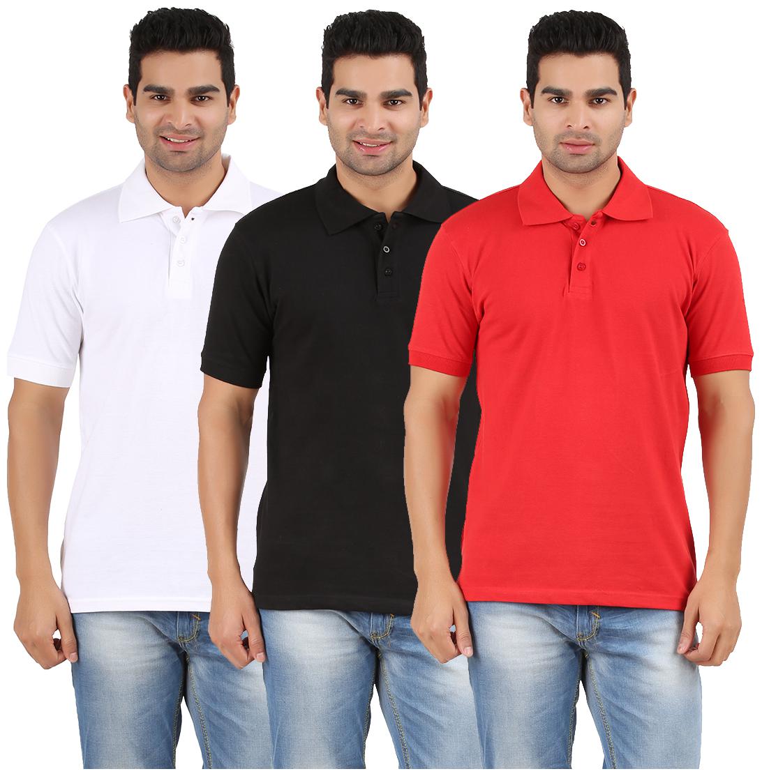 

Rawpockets Men Multi Regular fit Cotton Polo collar T-Shirt - Pack Of 3