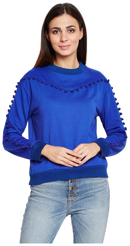 

OXOLLOXO Women Solid Sweatshirt - Blue