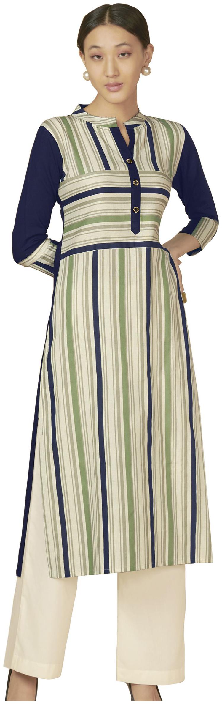 

Poonam Designer Women Multi Striped Straight Kurti