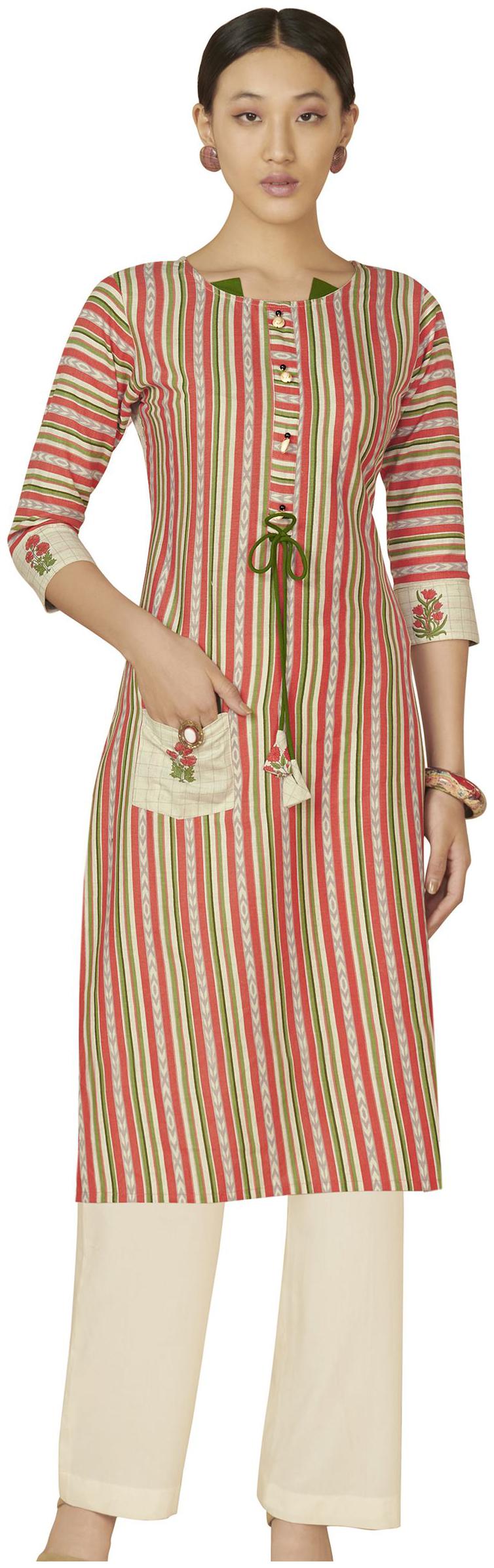 

Poonam Designer Women Multi Striped Straight Kurti
