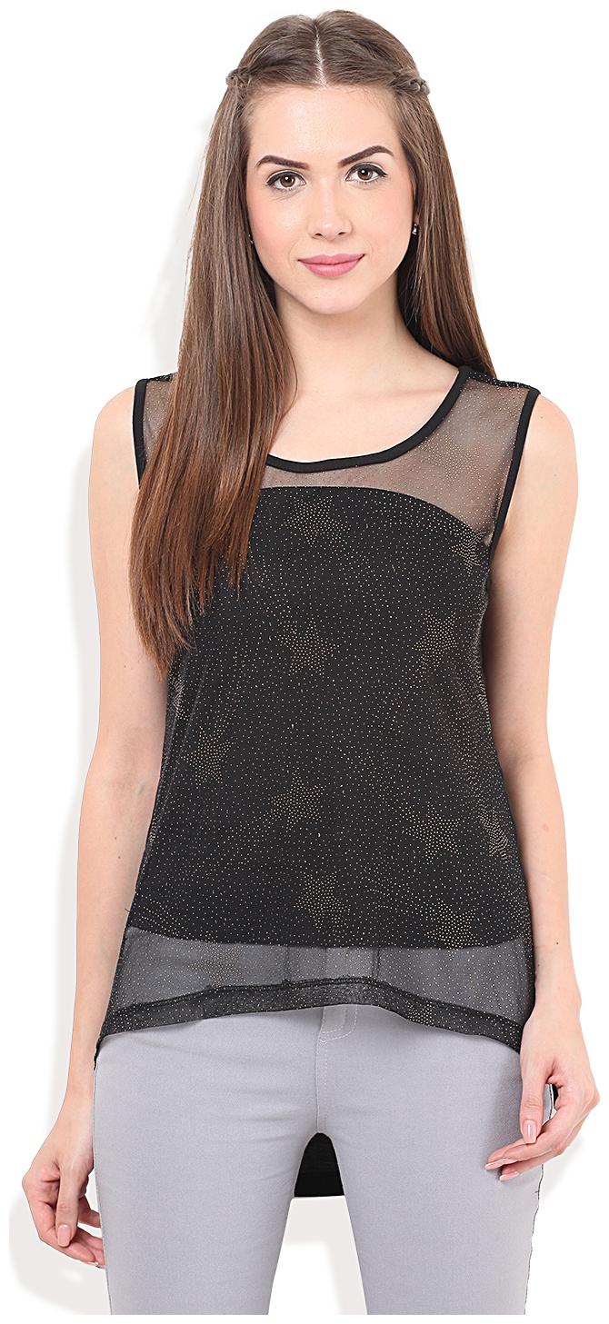 

Porsorte Women Printed Regular top - Black