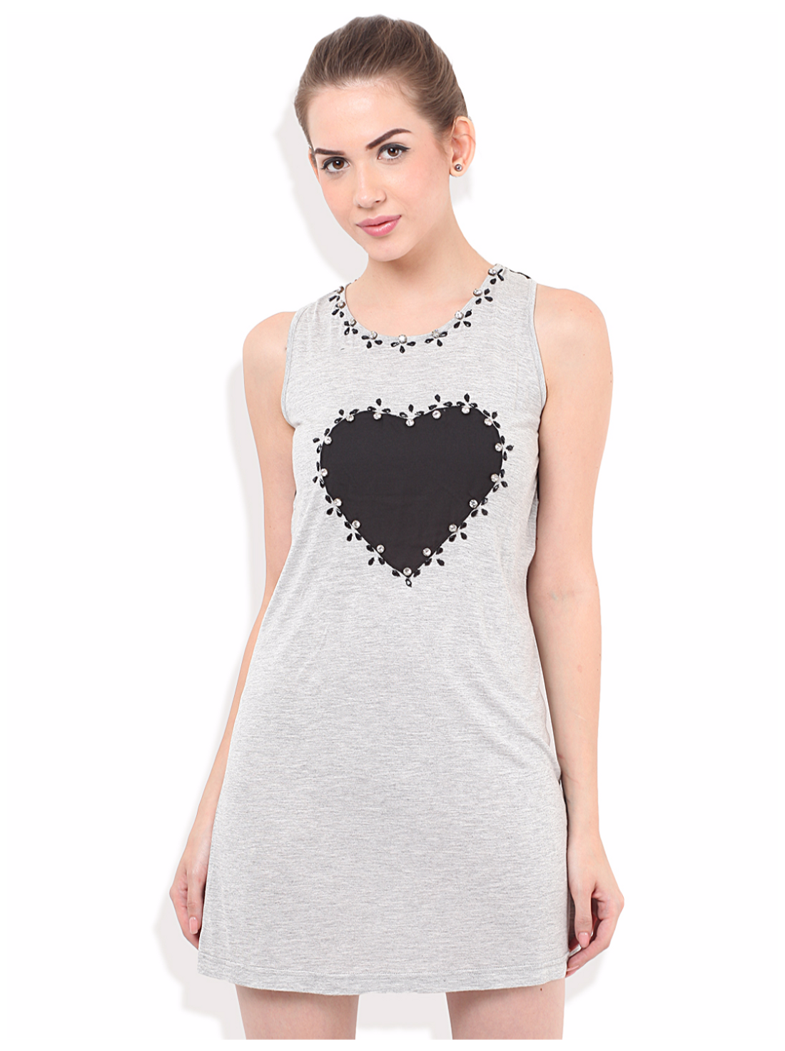 

PORSORTE Women s Grey Solid T-Shirt Dress