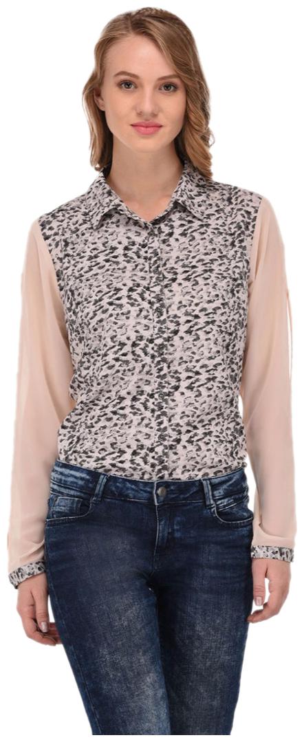 

Porsorte Women Grey Printed Regular Fit Shirt