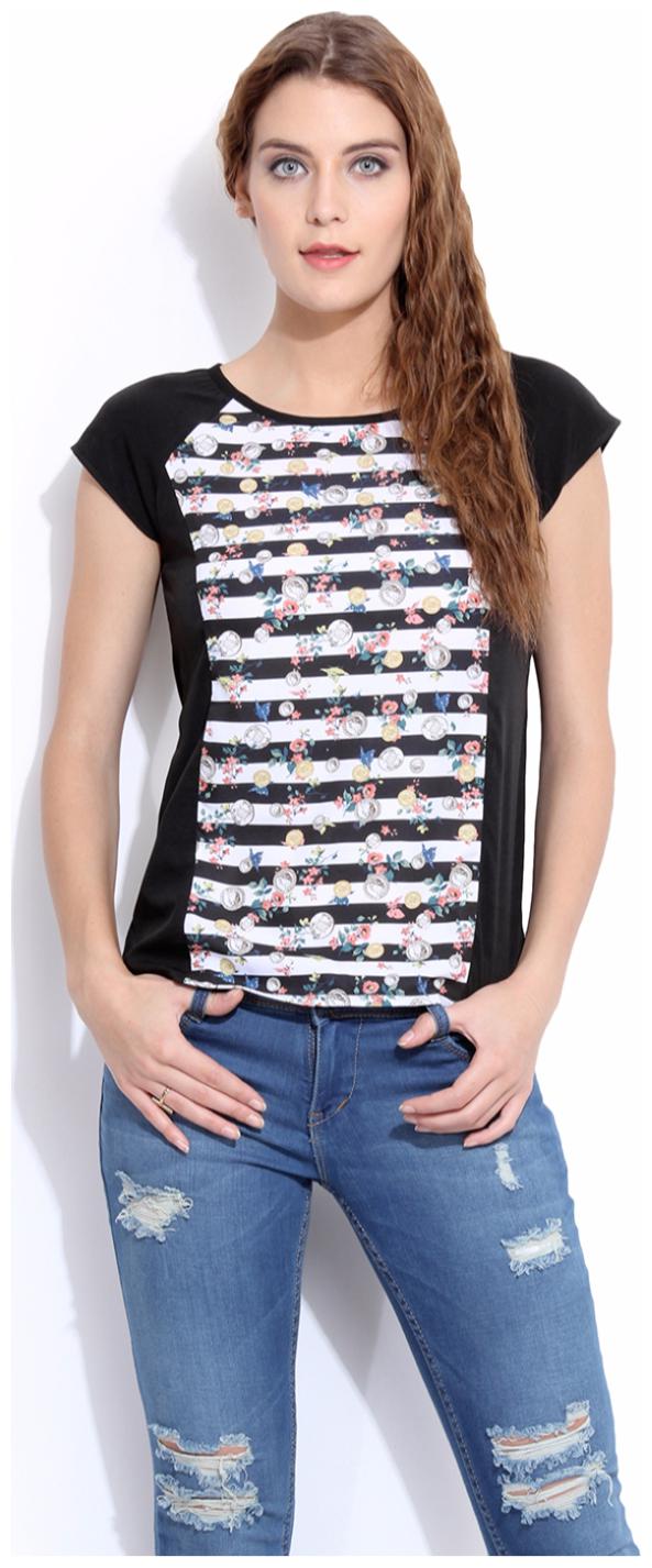 

PORSORTE Women s Polyester Floral Multi Color Digital Printed Top