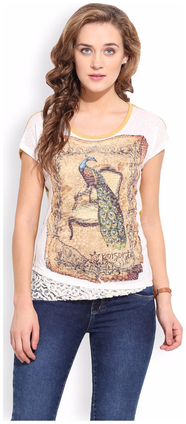

Porsorte Women Printed Regular top - Beige