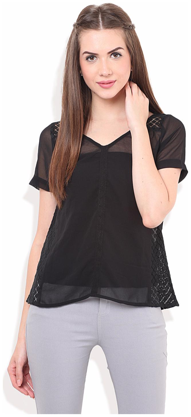 

PORSORTE Women s Poyester Lacy Inserts with Front Lacer Cuts Black Top