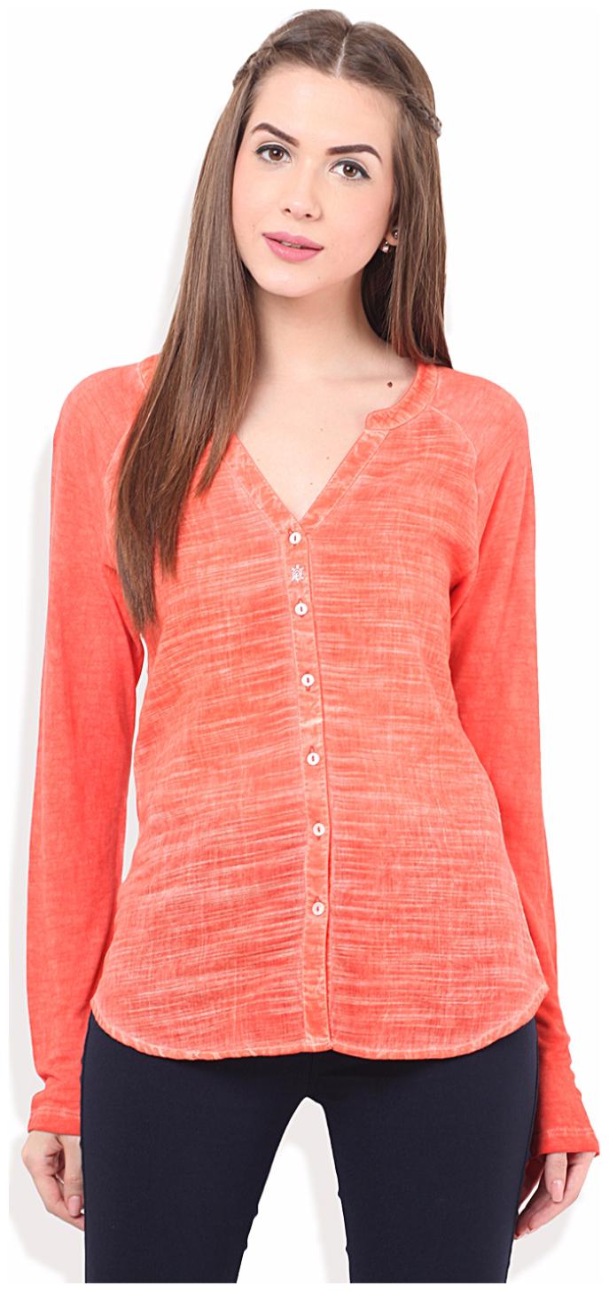

Porsorte Women Red Solid Regular Fit Shirt