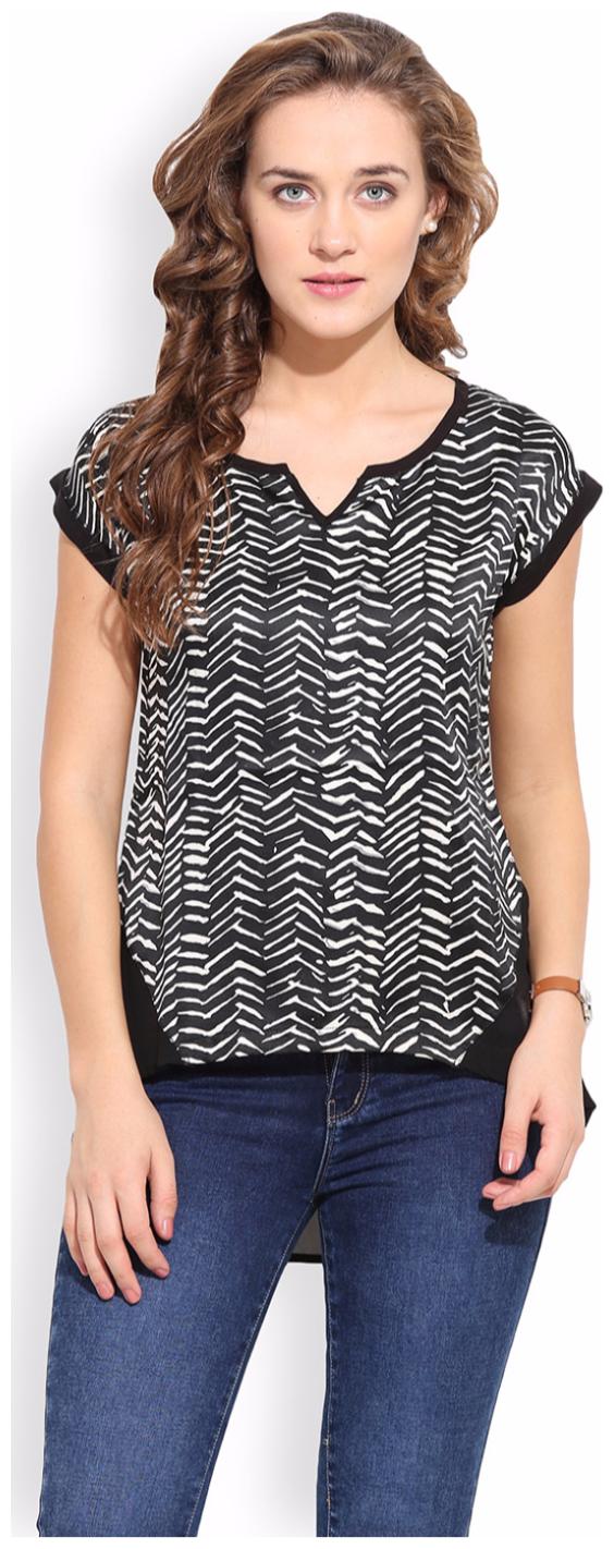

PORSORTE Women s Animal Print High Low Colour Blocked Polyester Top