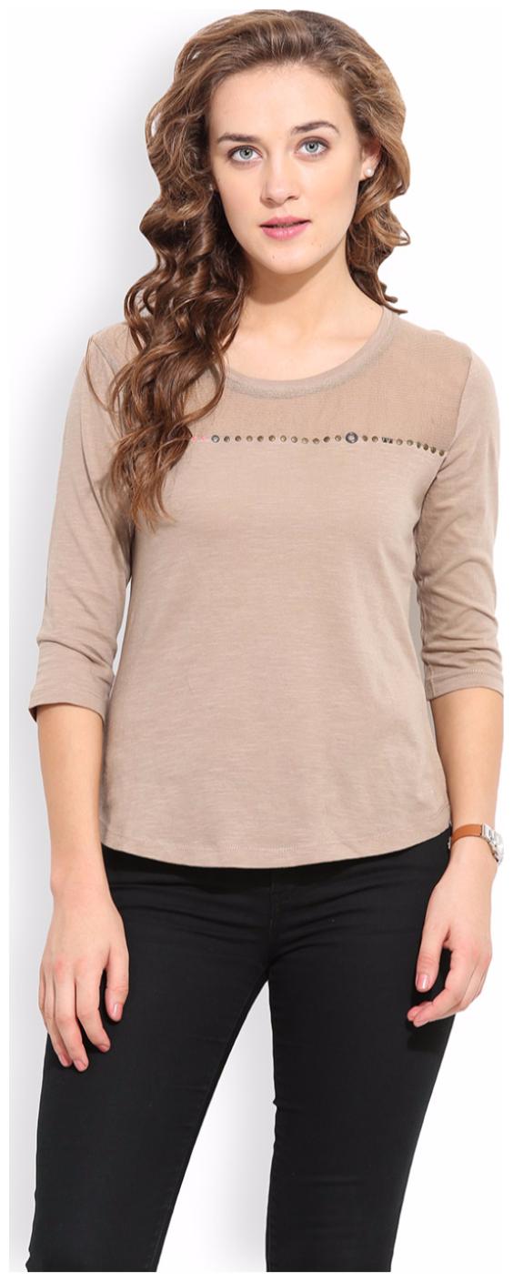 

PORSORTE Women s Plain Cotton Hot Fix Detailing Top
