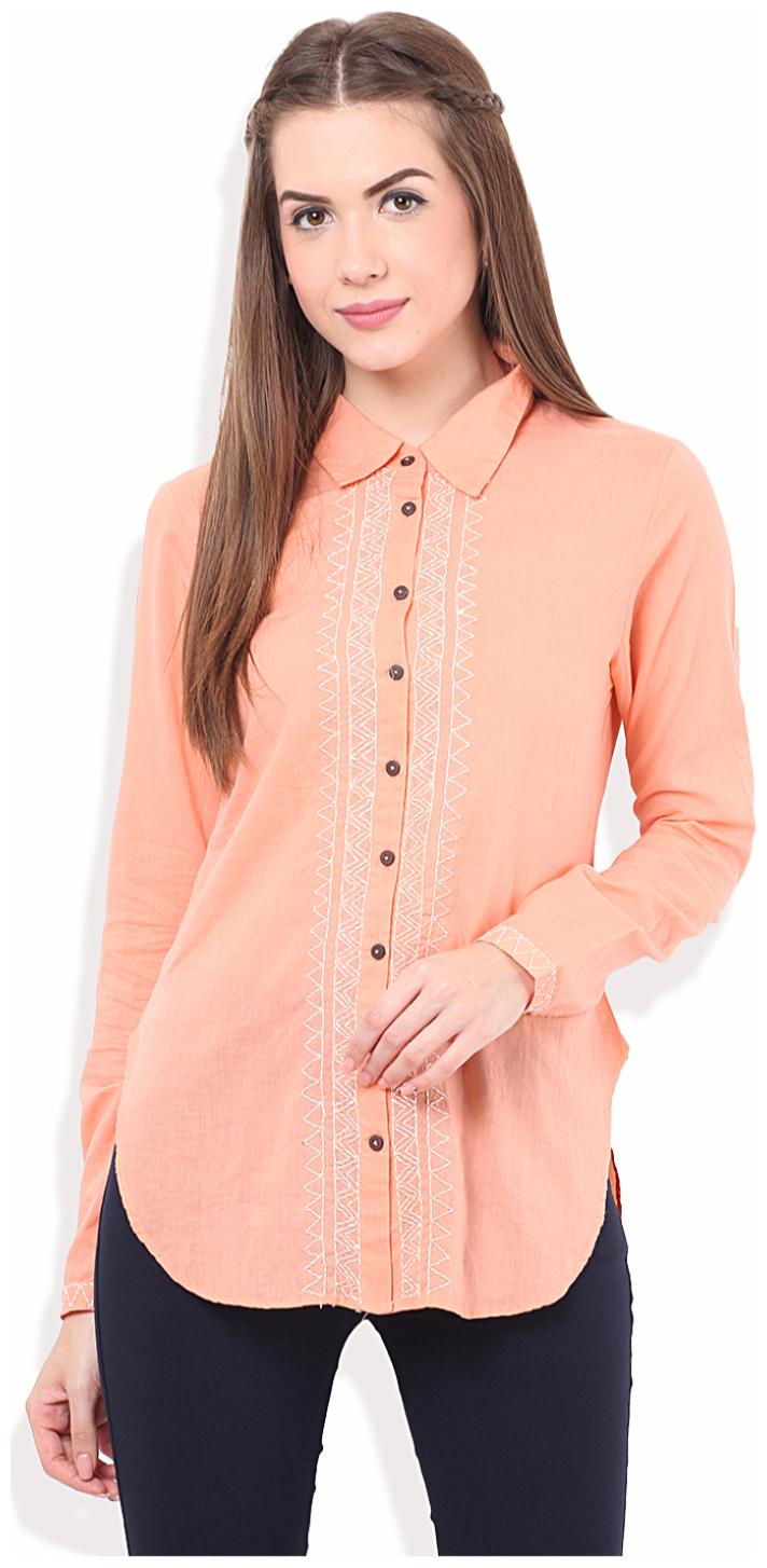 

Porsorte Women Orange Printed Regular Fit Shirt