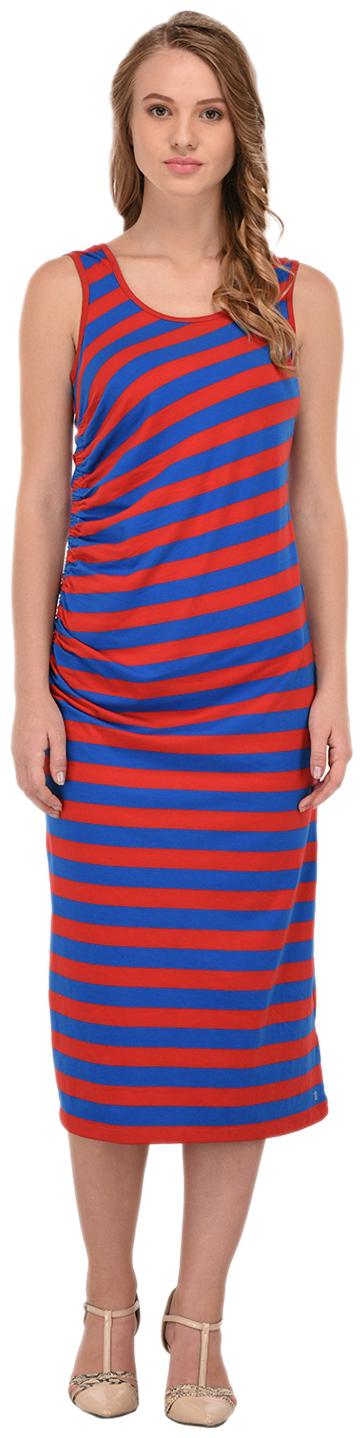 

PORSORTE Women s Red and Blue Striped Dress