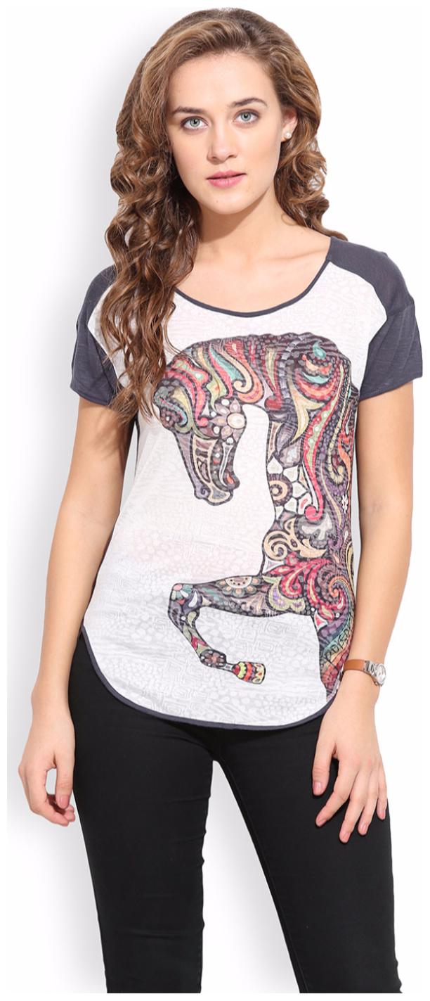 

PORSORTE Women s Animal Print Cotton Viscose Hot Fix Top