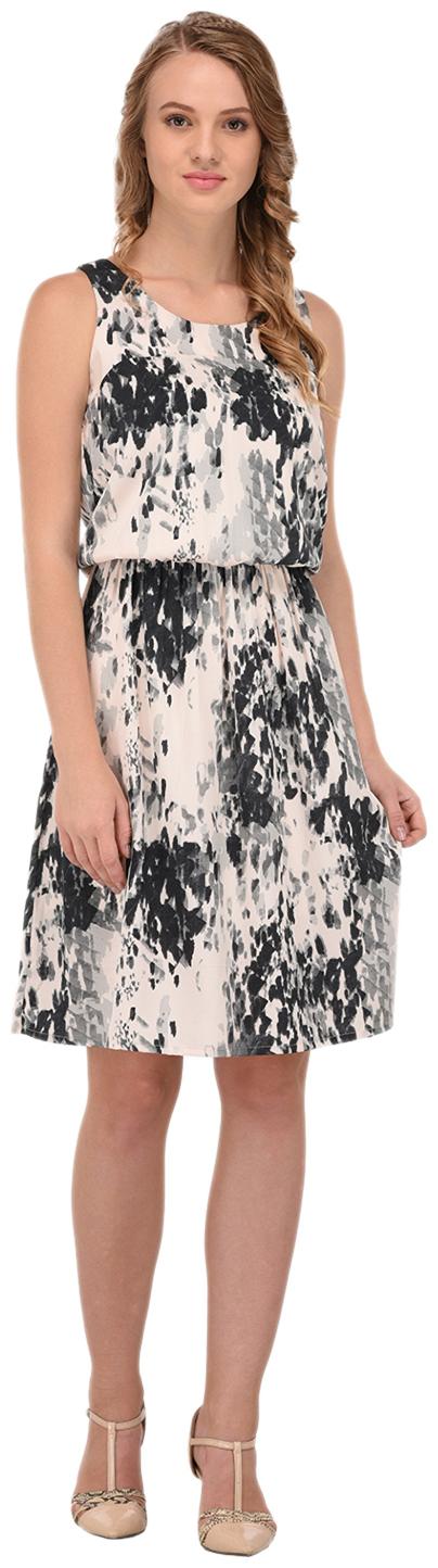 

PORSORTE Women s Light Pink Polyester Animal Print Dress