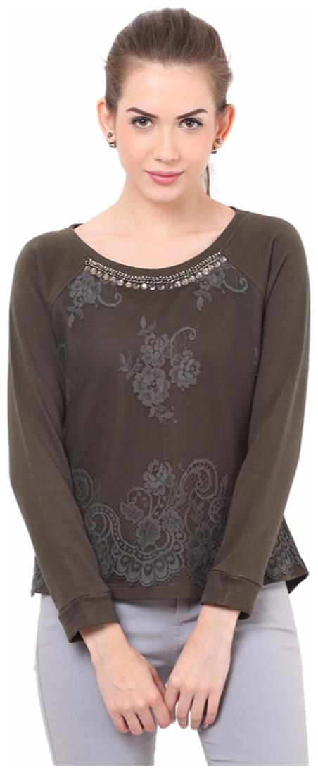 

Porsorte Women Floral Sweatshirt - Green