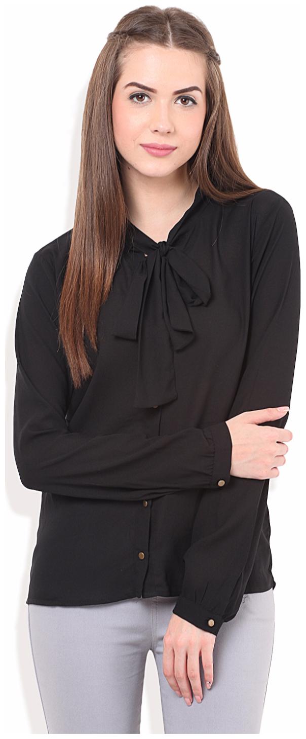 

Porsorte Women Black Solid Regular Fit Shirt