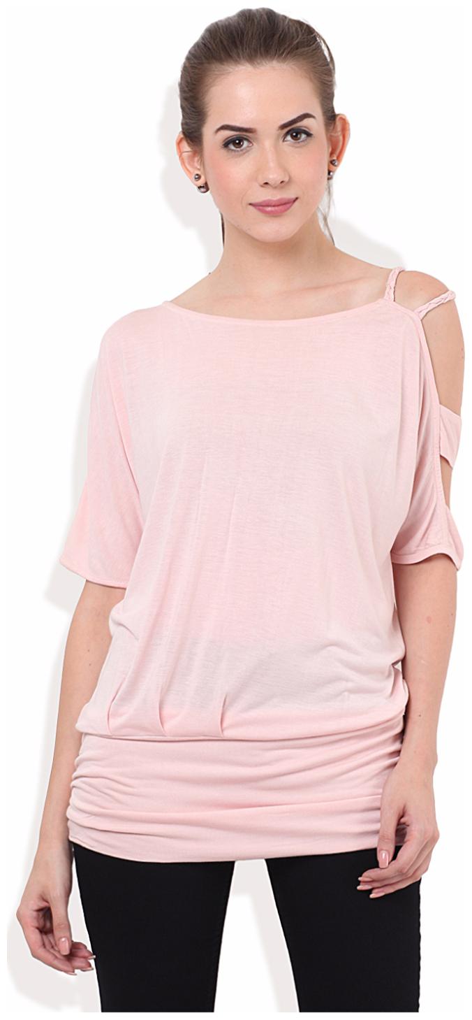 

PORSORTE Women s Viscose Long Gathered Hand Braided Cut Sleeves Pink Top