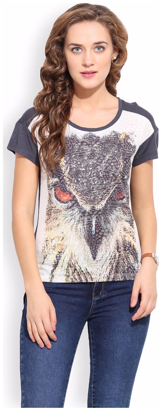 

PORSORTE Women s Animal Print Cotton Viscose Hot Fix Top