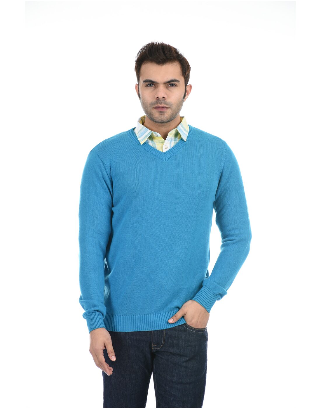 

Portobello Men Blue V neck Pullover
