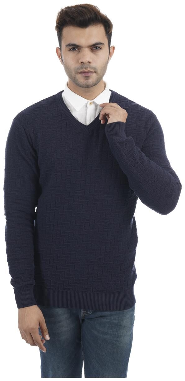 

Portobello Men Blue V neck Pullover