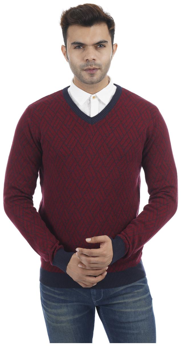 

Portobello Men Maroon V neck Pullover