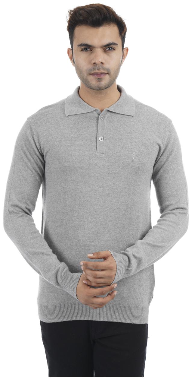 

Portobello Men Wool Blend Solid Grey Pullover