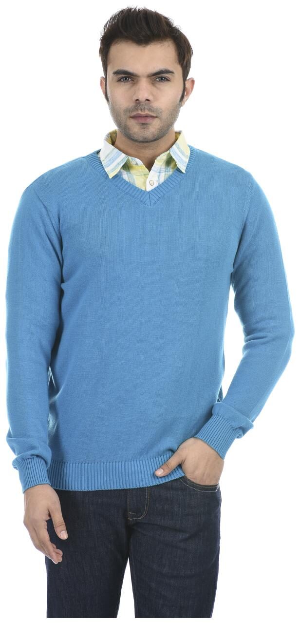 

Portobello Men Blue V neck Pullover