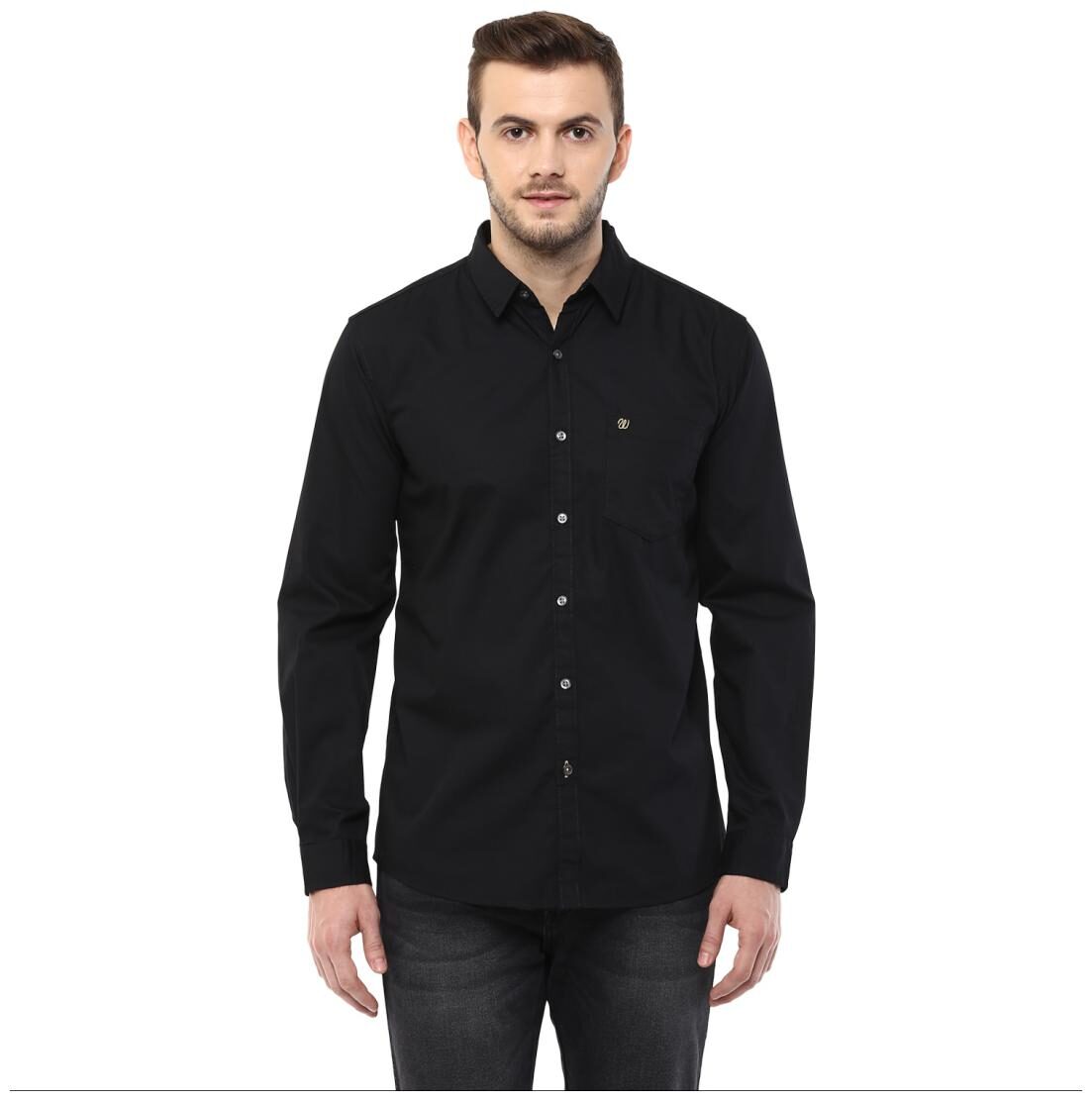 

Wrangler Men Black Solid Regular Fit Casual Shirt