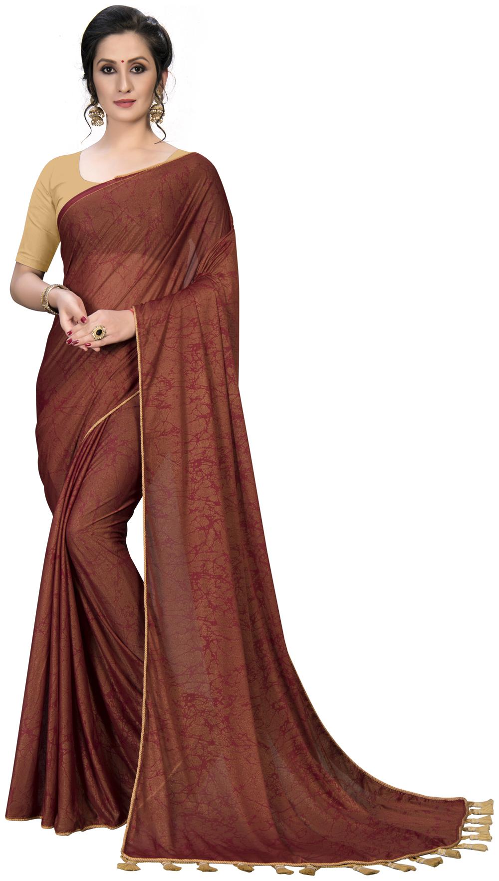 

Pratham Blue Designer Maroon Silk Saree With Blouse Piece