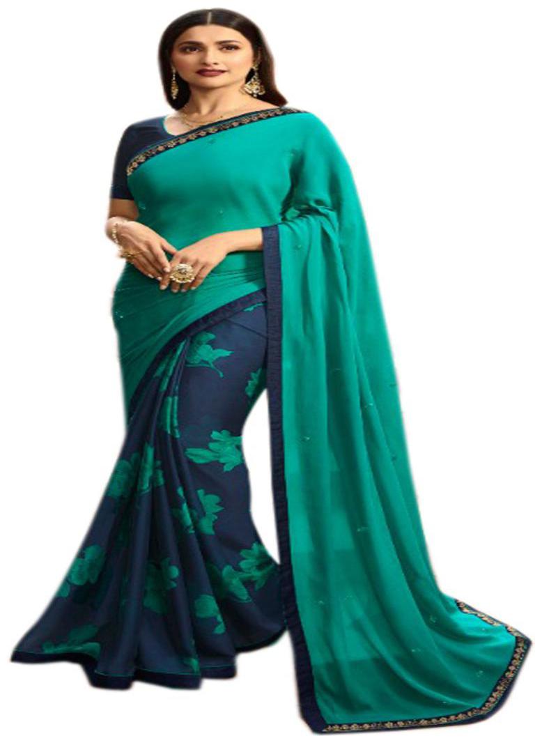 

Prathameshwara Creation Silk Printed Blue Designer Saree For Women
