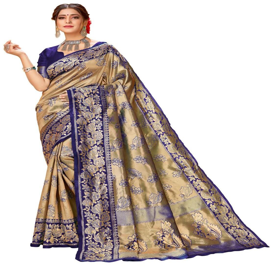 

Prathameshwara Creation Silk Woven Blue Designer Saree For Women