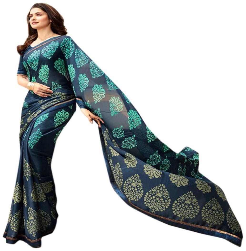 

Prathameshwara Creation Silk Printed Blue Designer Saree For Women