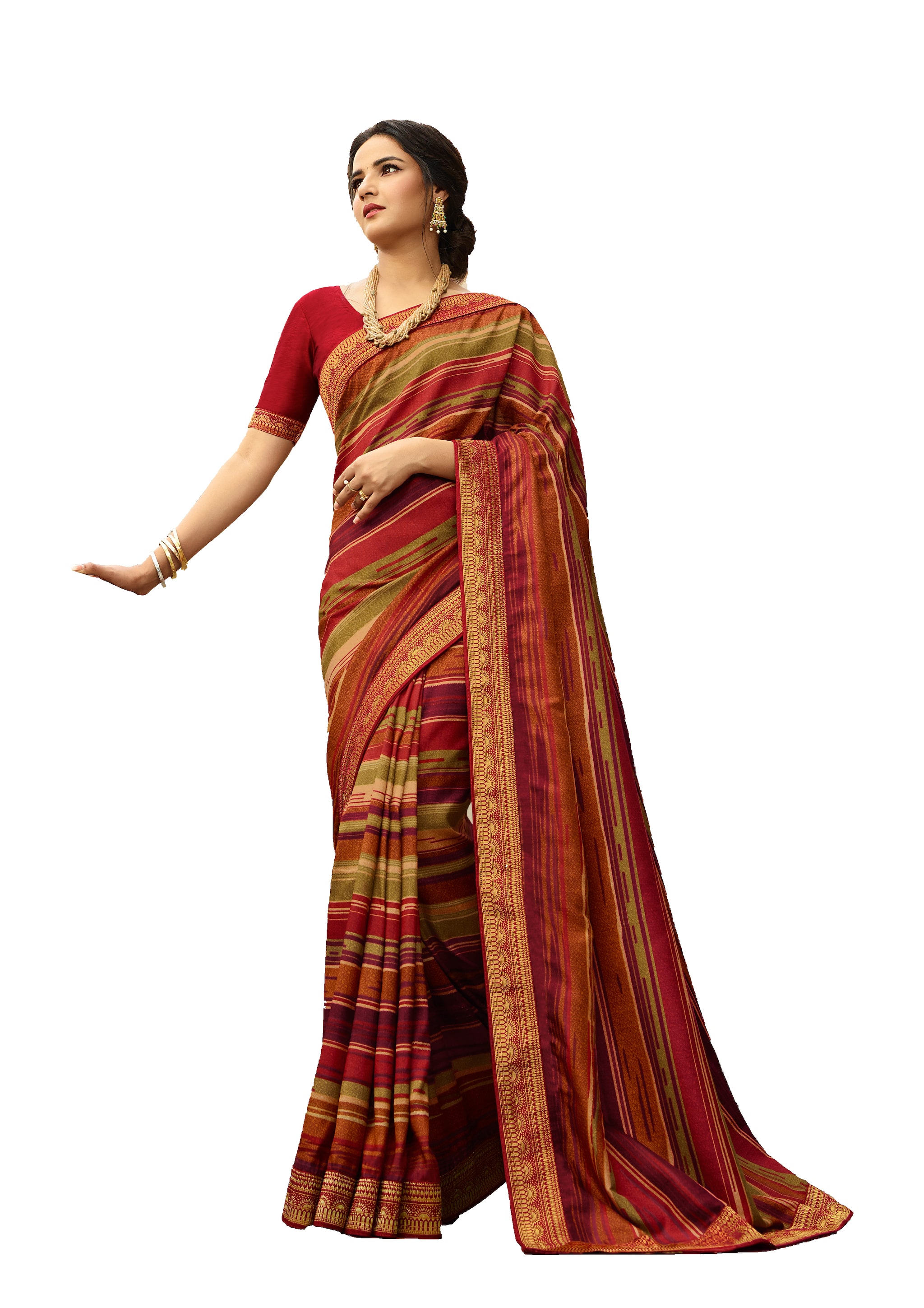 

KSNDV Trendz Women Silk Party Wear Saree (Red)