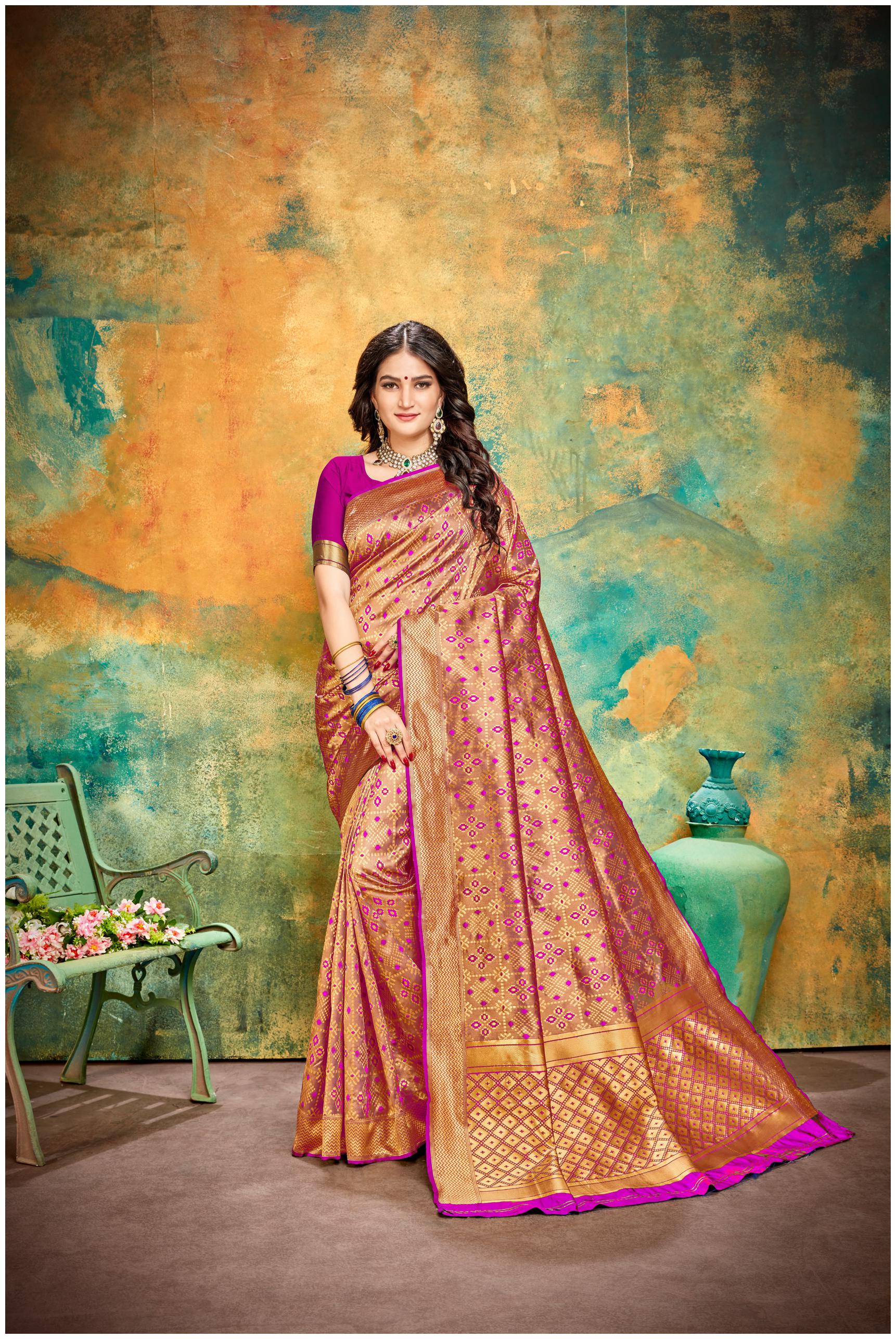 

KSNDV Trendz Women Silk Pink Designer Saree With Blouse