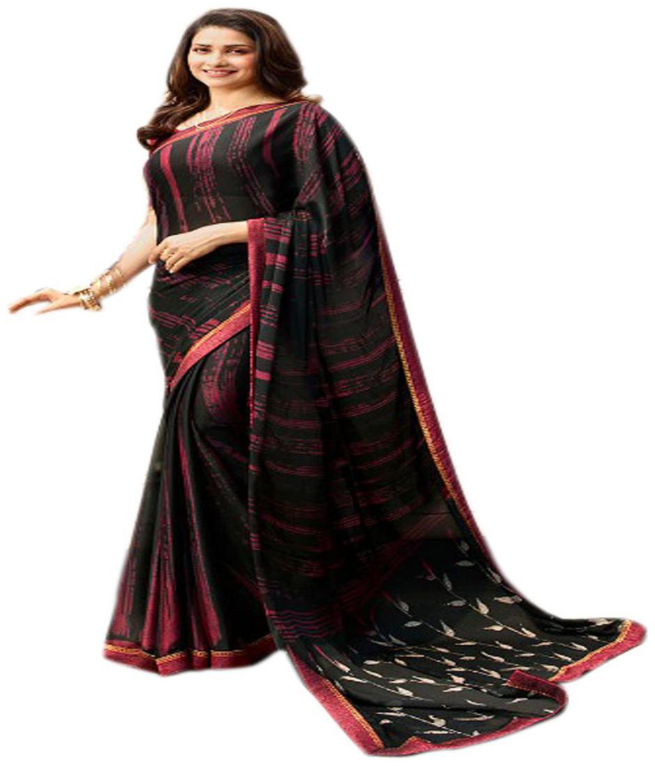 

KSNDV Trendz Silk Printed Black Designer Saree For Women
