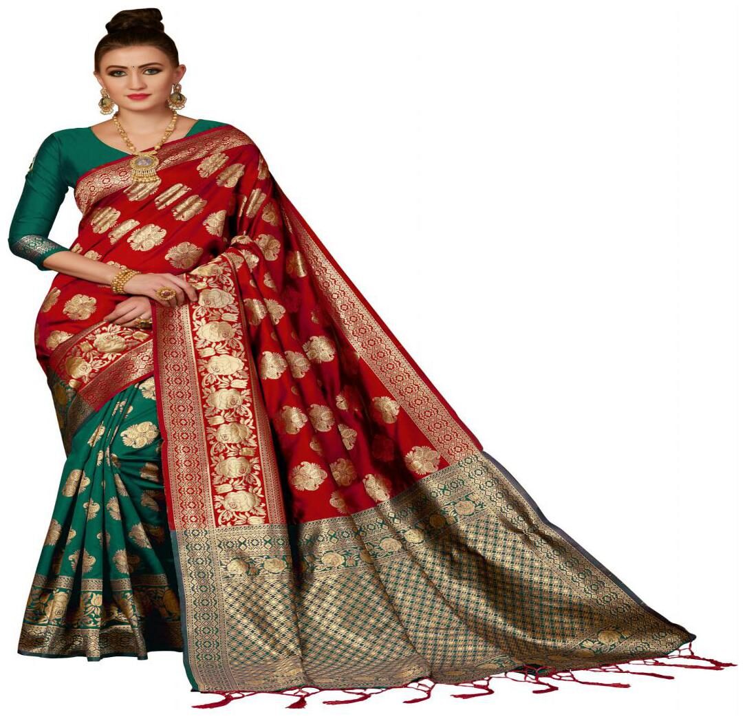 

Prathameshwara Creation Silk Woven Multi Designer Saree For Women