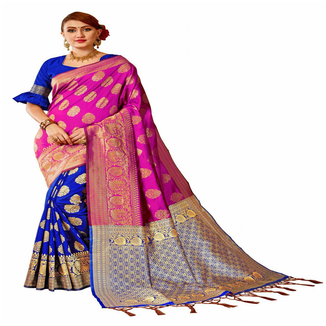 

Prathameshwara Creation Silk Woven Multi Designer Saree For Women