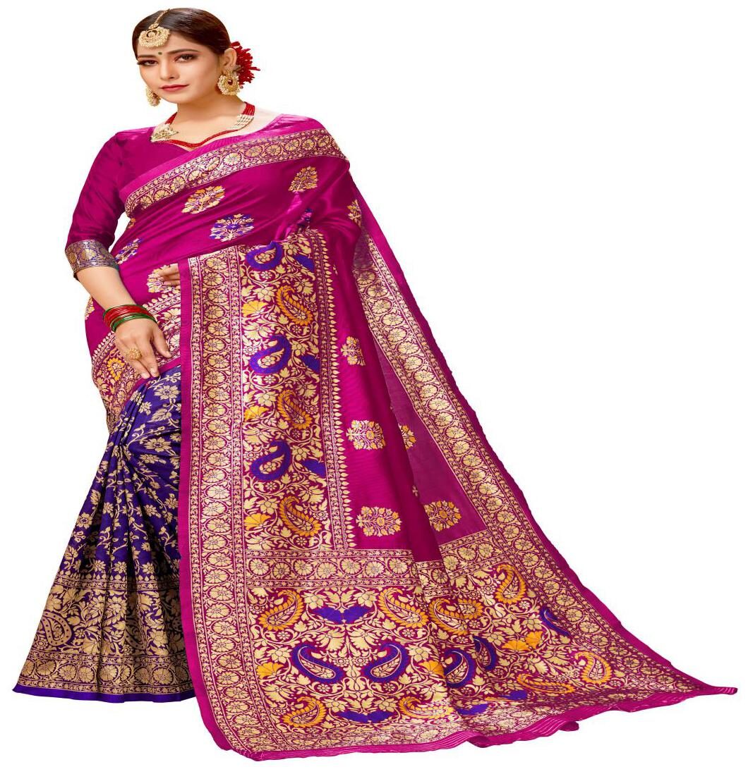 

Prathameshwara Creation Cotton Blend Woven Multi Designer Saree For Women