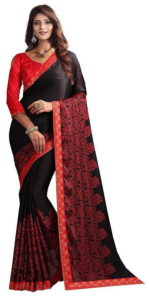 

KSNDV Trendz Women Georgette Black Designer Saree With Blouse