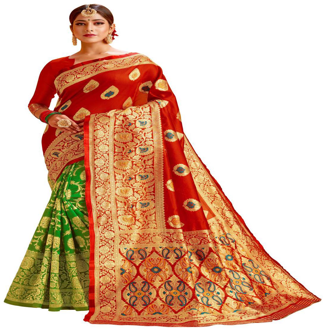 

Prathameshwara Creation Cotton Blend Woven Multi Designer Saree For Women
