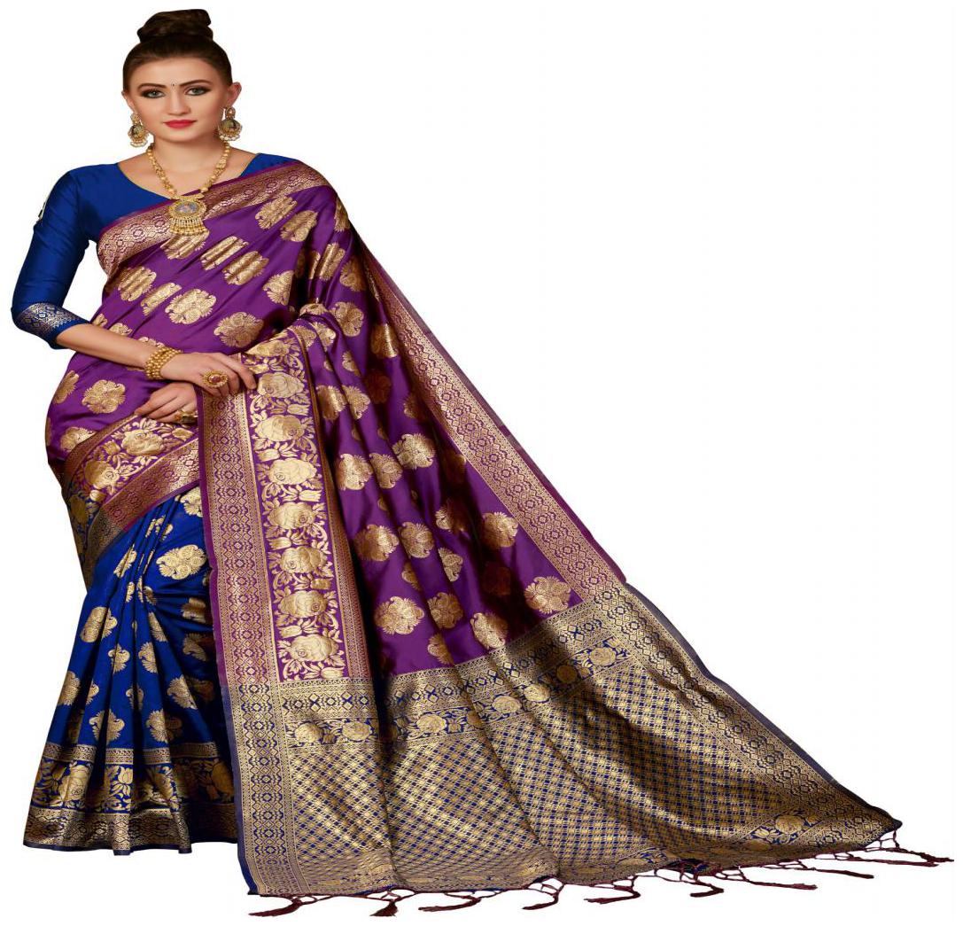 

Prathameshwara Creation Silk Woven Multi Designer Saree For Women