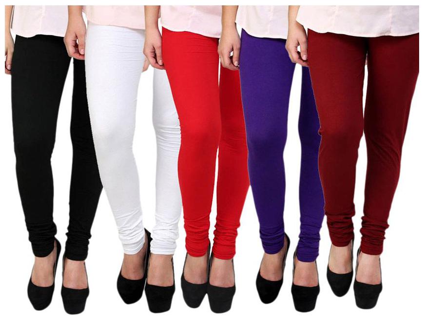 

Premium Cotton Churidar Leggings - FREE SIZE Pack of 5