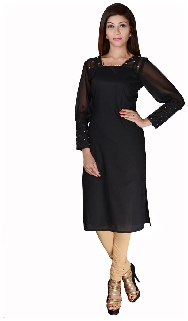 

SOOMA Women Black Solid Straight Kurta