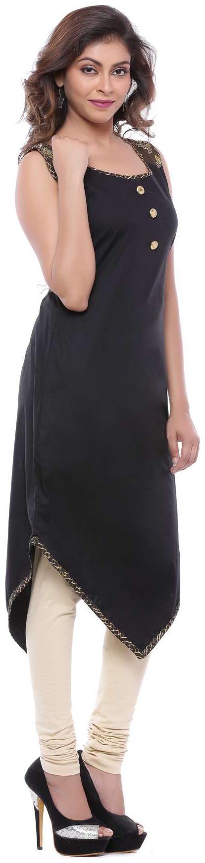 

SOOMA Women Black Solid Assymetrical Kurta
