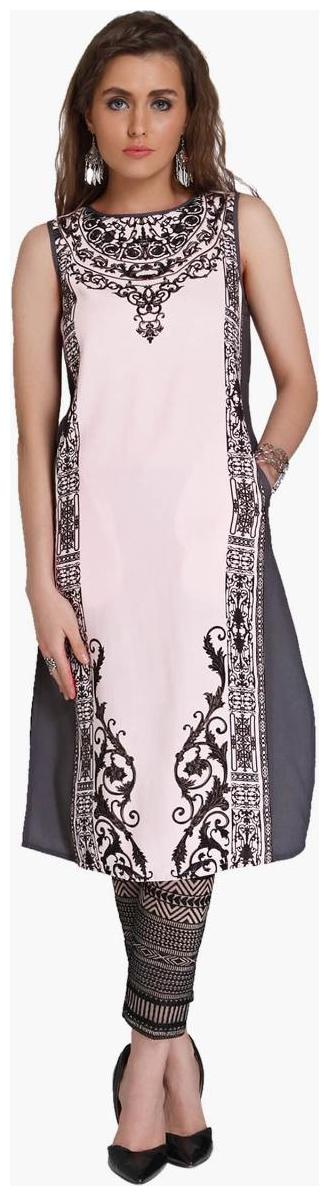 

NAARI Women Pink Printed Straight Kurti