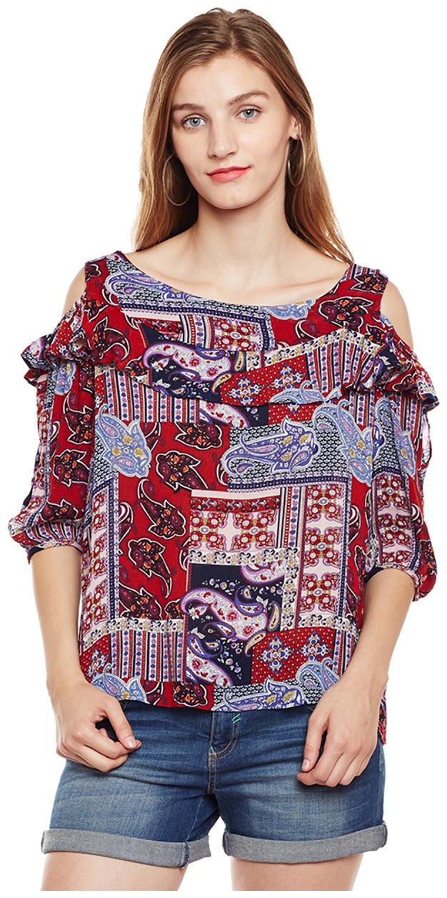 

Oxolloxo Women Printed Regular top - Purple