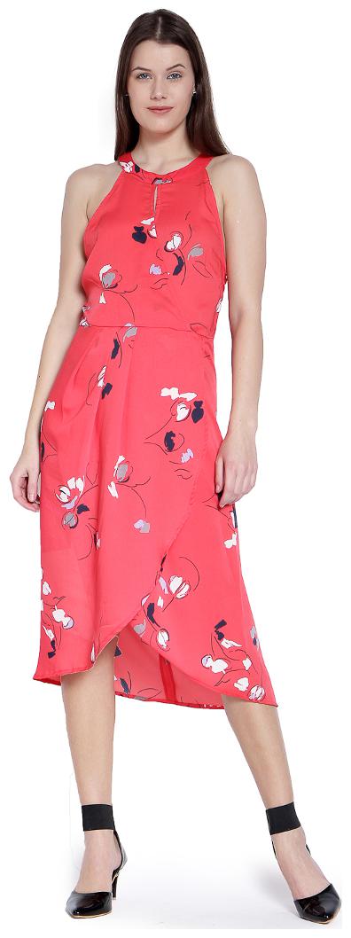 

Trendy Divva Red Geometric A-line dress
